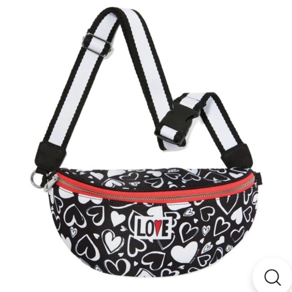 Brighton Endless Love Crossbody Bag - Black and White with Red Accents NWT